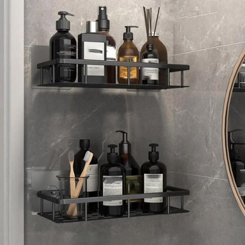 Полка для ванной комнаты и кухни 2 шт, Чёрный | Bathroom Shelf For Shower (1)