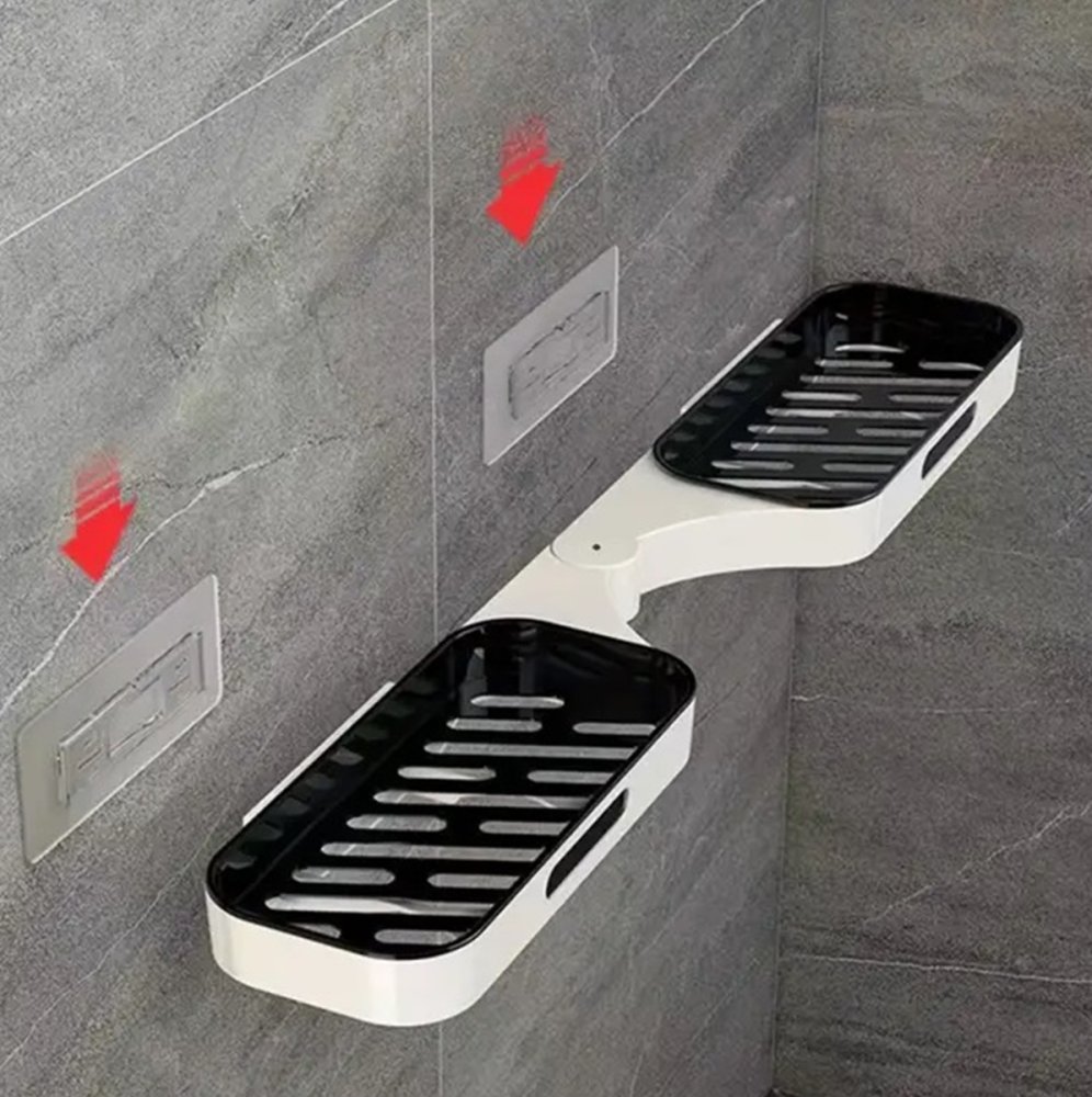 Полка для ванной комнаты и кухни, Чёрный | Bathroom Shelf For Shower (4)