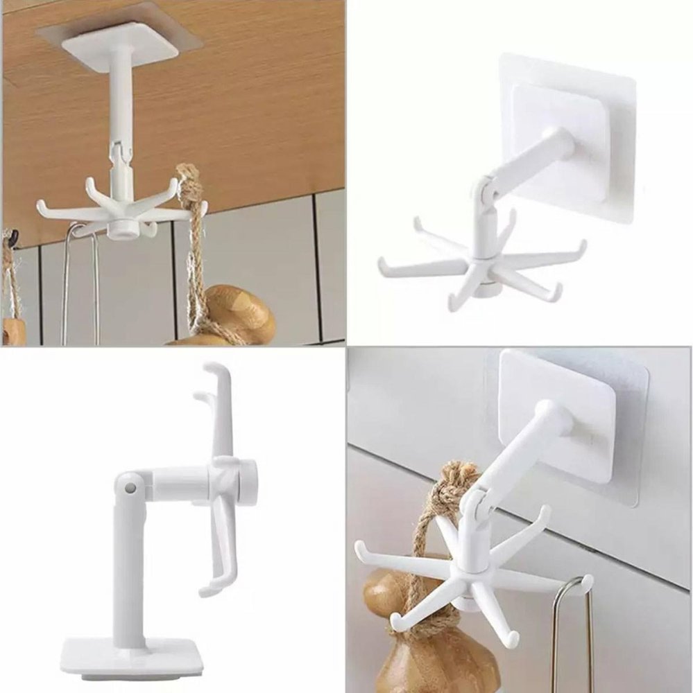 Поворотная Кухонная Вешалка с 6 Крючками, Белая | Kitchen Swivel Hanger (0)