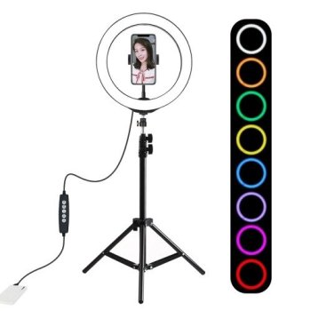 Puluz Кольцо Освещения с Штативом 1.1 м + LED RGBW | LED RGB Vlogging Ring Photo Video Light Lamp + Tripod Mount