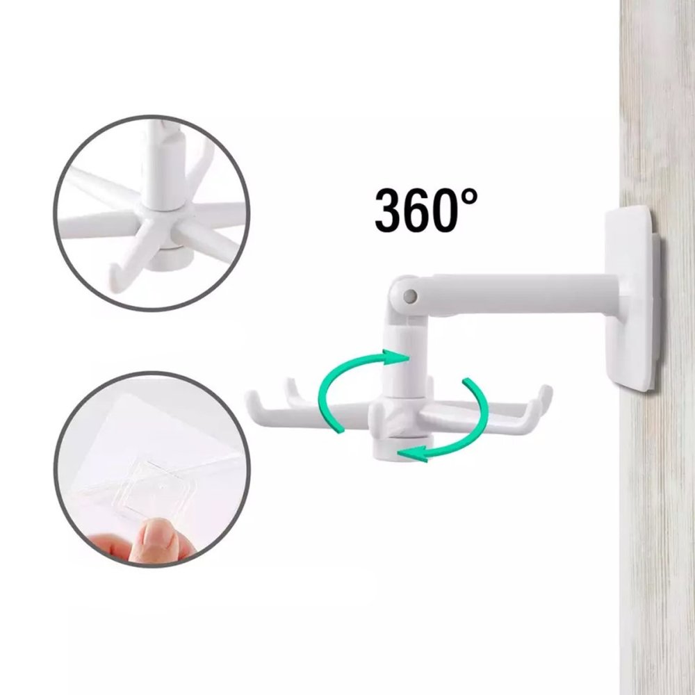 Поворотная Кухонная Вешалка с 6 Крючками, Белая | Kitchen Swivel Hanger (1)
