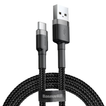 Baseus Cafule USB to USB Type C Data Charging Cable 3A 1m, Gray+Black | Провод для Зарядки Передачи Данных
