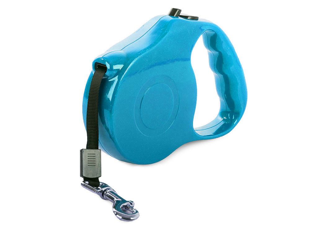 Поводок-рулетка для собак, ленточный с фиксатором 5м до 15кг, синий (0)