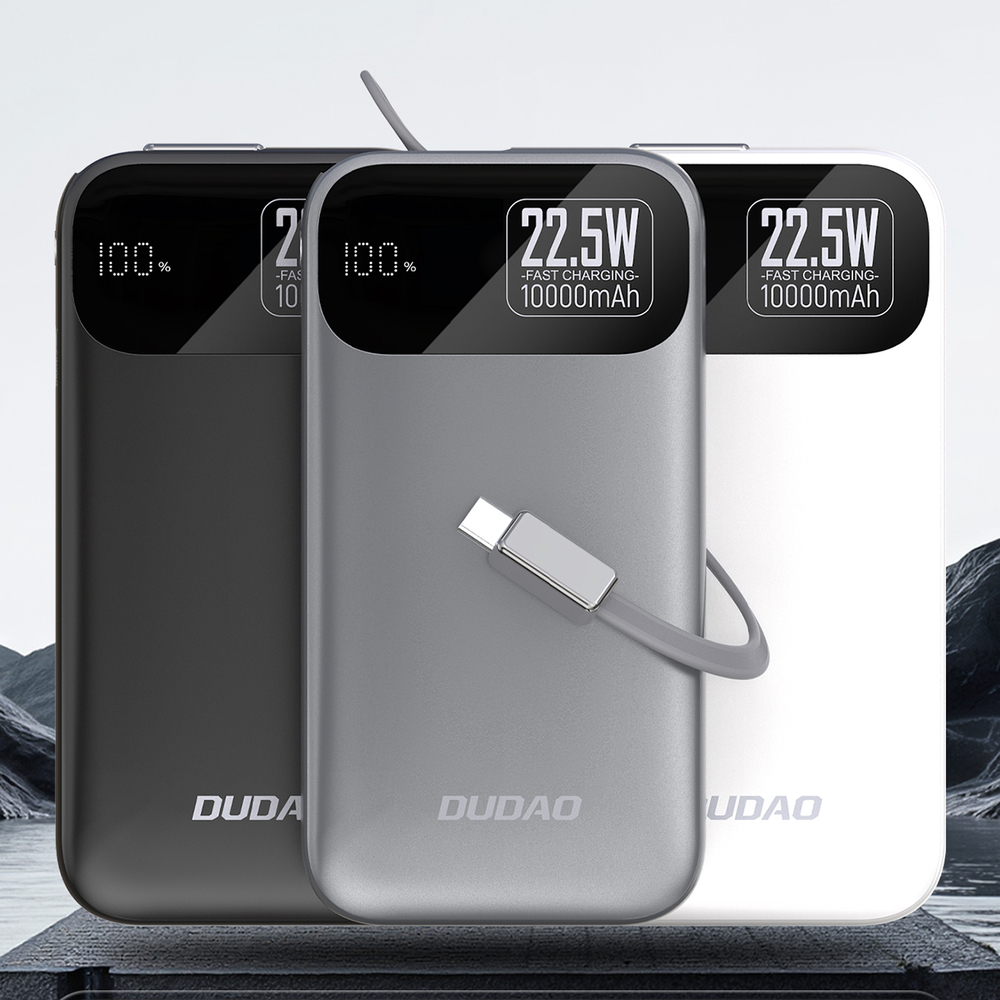Dudao K31 10000 мАч 22.5W PD Powerbank с встроенным кабелем - Серый (0)