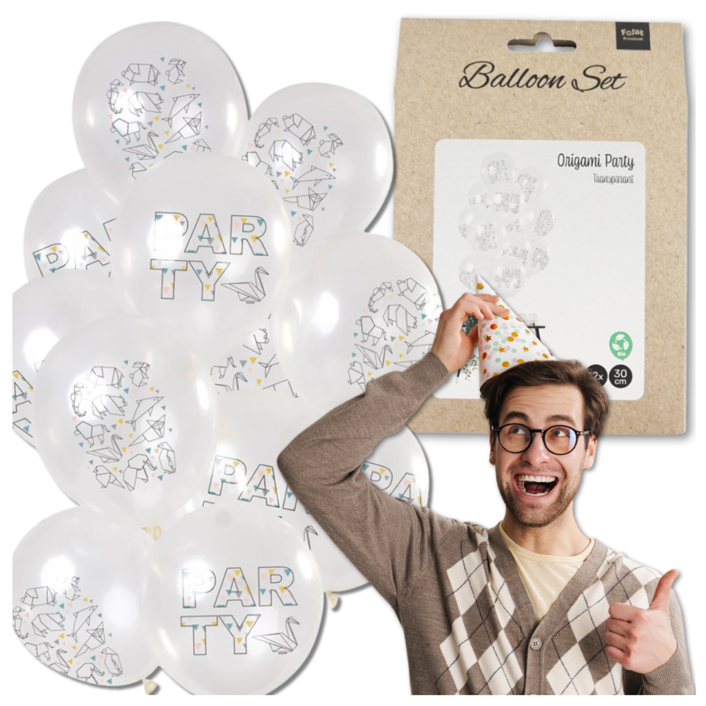 Большие прозрачные воздушные шары Origami Party, 12 шт.