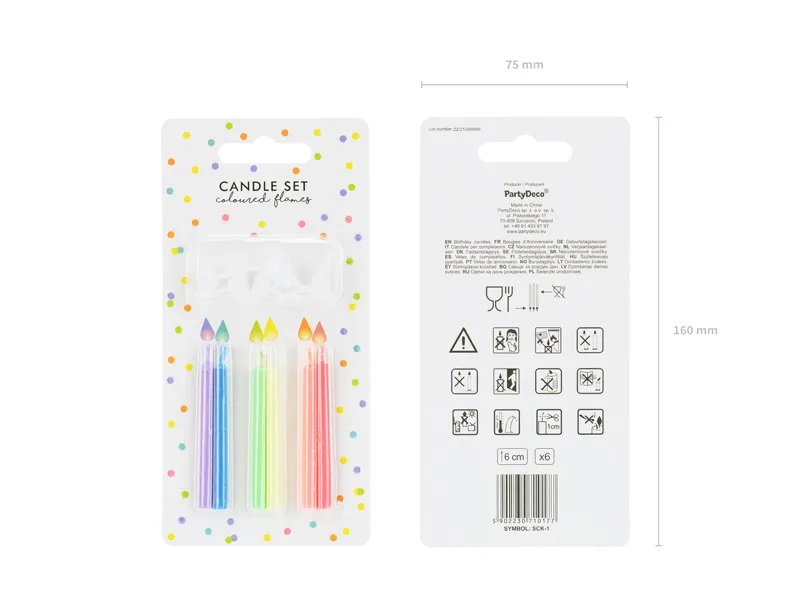 Свечи на праздник для торта "Разноцветное пламя", 6 см х 6 шт. | Holiday... (0)