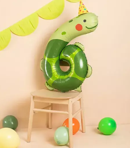 Воздушный шар из фольги 75x96 см "Цифра 6", черепаха l Foil balloon (3)