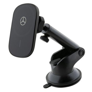 Автодержатель с беспроводной зарядкой Mercedes Silver Stars MagSafe 15W, черный