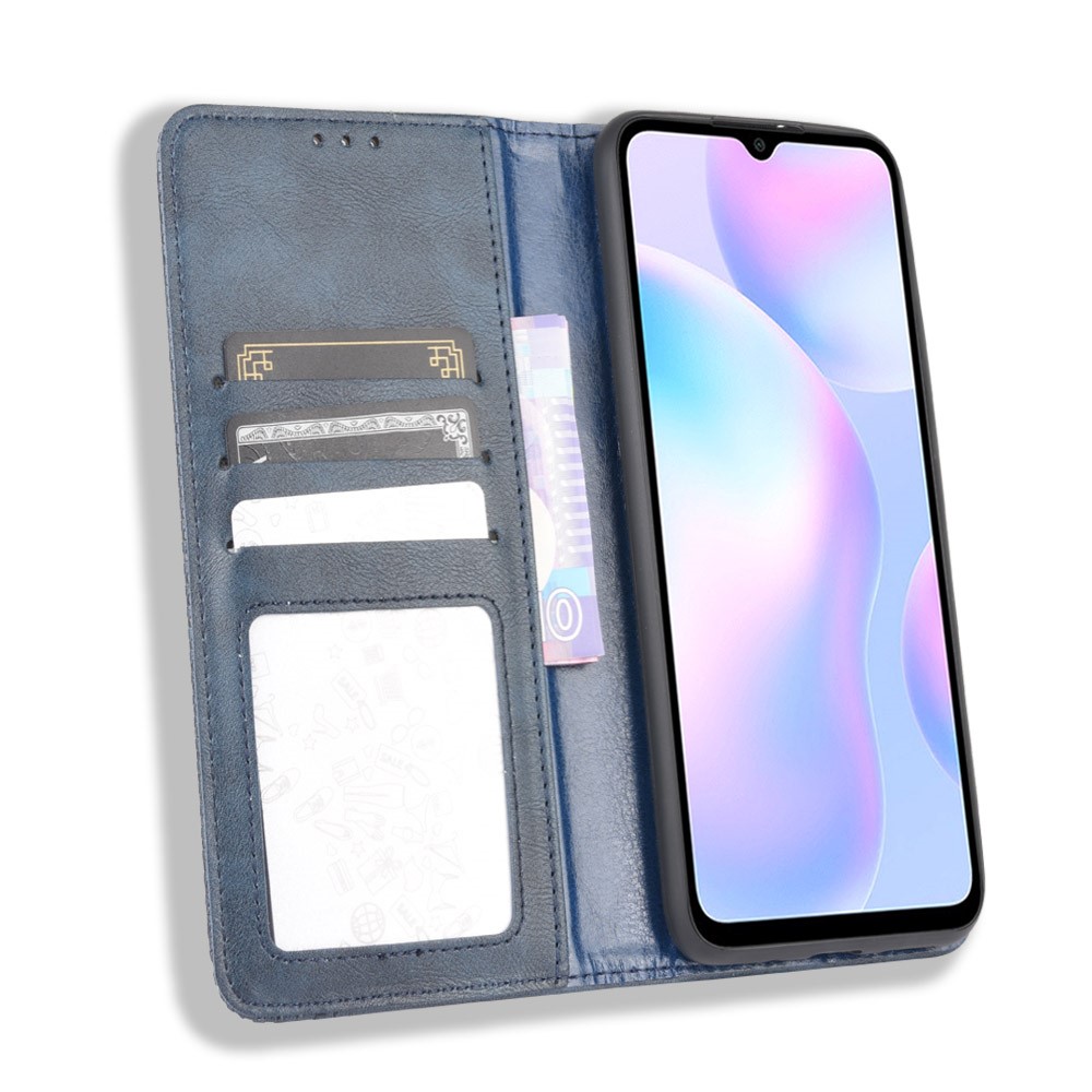 Xiaomi Redmi 9A PU Leather Retro Style Wallet Protective Cover Case, Blue | Чехол для Телефона... (0)