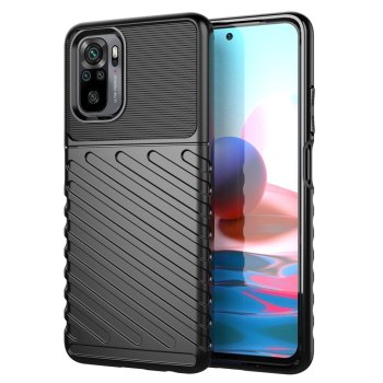 Xiaomi Redmi Note 10 4G / 10S Thunder Series Twill Texture TPU Mobile Phone Cover Case, Black | Чехол для...