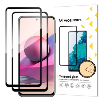 5D защитное стекло для Xiaomi Redmi Note 10 4G / 10S, 2 шт., Черное Закруглённое...