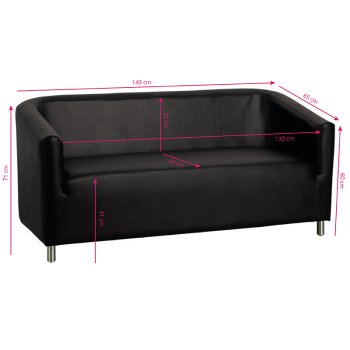 Gabbiano M021 Диван для Комнаты Ожидания в Салоне Красоты, чёрный | Sofa for the Waiting Room in the Beauty Salon