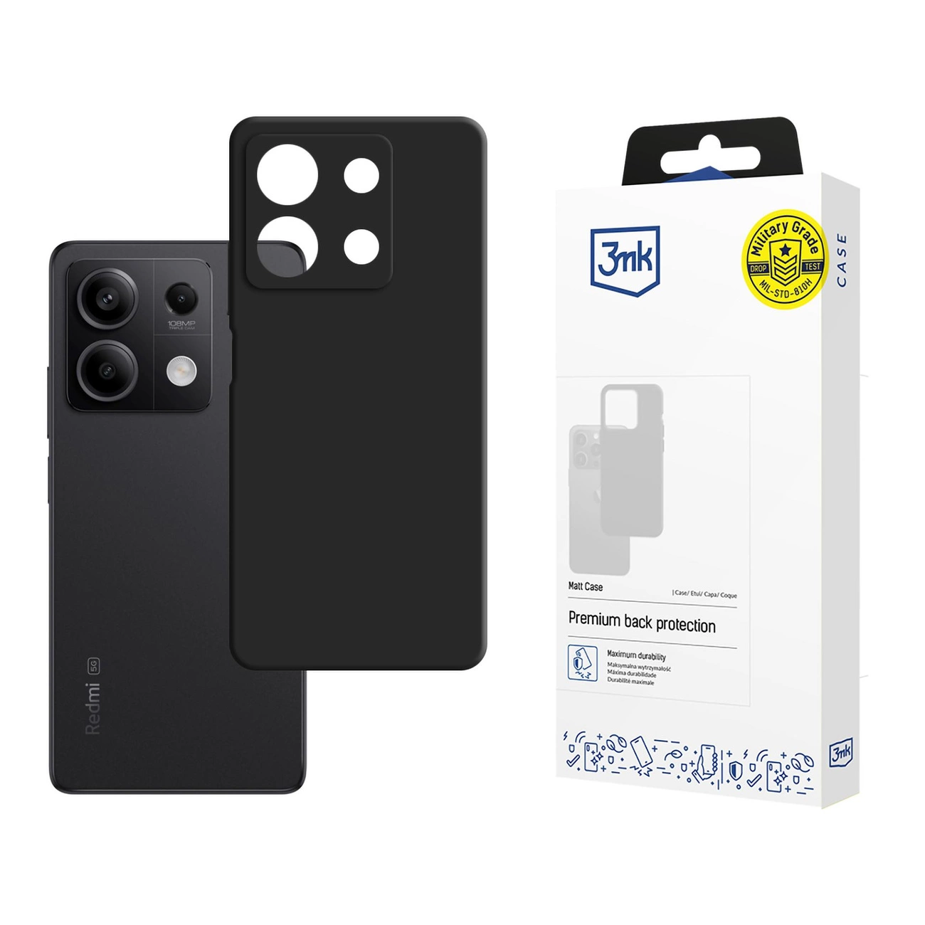 Xiaomi Redmi Note 13 5G 3MK Silicone Case Cover, Black | Силиконовый Чехол Кабура Кейс...