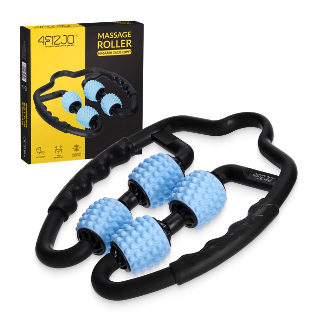 Ручной массажный роллер 4FIZJO с шипами для тела, синий