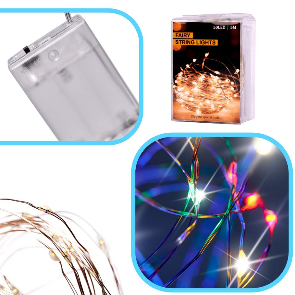 LED Рождественская Гирлянда Роса 5 м, 50 LED, RGB | LED Christmas Fairy String Lights 5m, 50... (1)