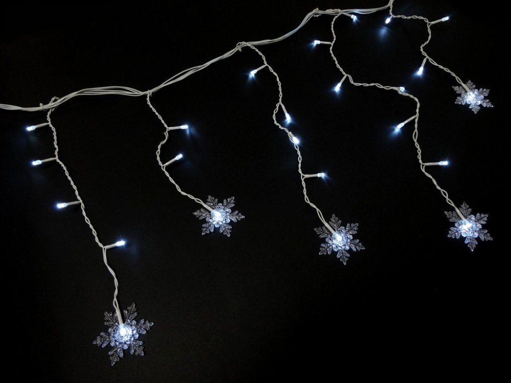 Рождественская Новогодняя Гирлянда Сосульки Снежинки, 100 LED,... (1)