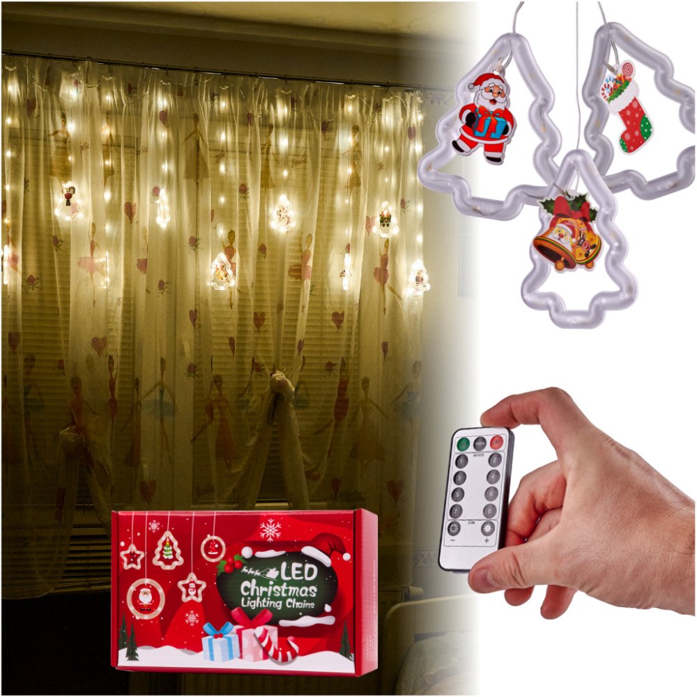 Новогодняя светодиодная гирлянда-штора на окно 3 м 125 LED, теплый... (1)