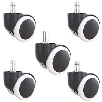 Прорезиненные колёса (ролики) для офисного кресла, Комплект из 5 штук | Rubber Office Chair Wheels