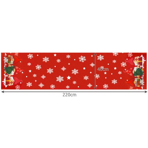Рождественская дорожка на стол с гномами 220x40 см Ruhhy 22483, красная (1)
