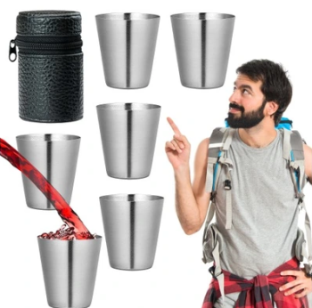 Набор Туристических Шотов Стопок Рюмок 6 шт + Чехол, 180 мл | Set of Tourist Shots Glasses