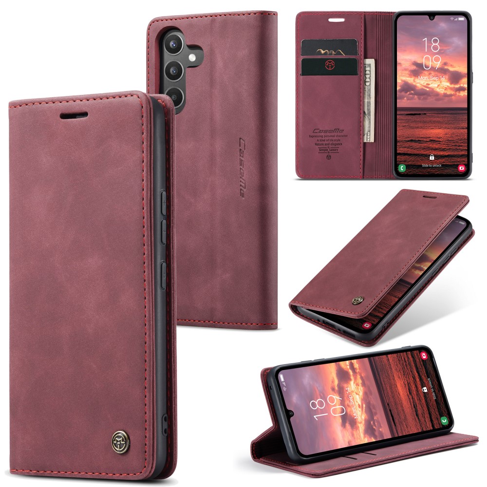 Samsung Galaxy A34 (SM-A346) CASEME Wallet Magnetic Leather Case Cover, Wine Red | Чехол для Телефона... (2)