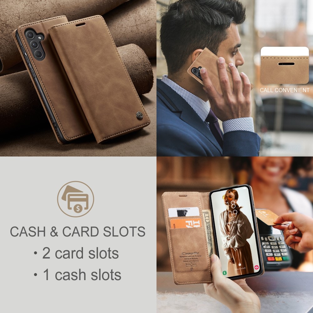 Samsung Galaxy A55 ( SM-A556B/DS ) CASEME Wallet Magnetic Leather Case Cover, Brown | Чехол для... (0)
