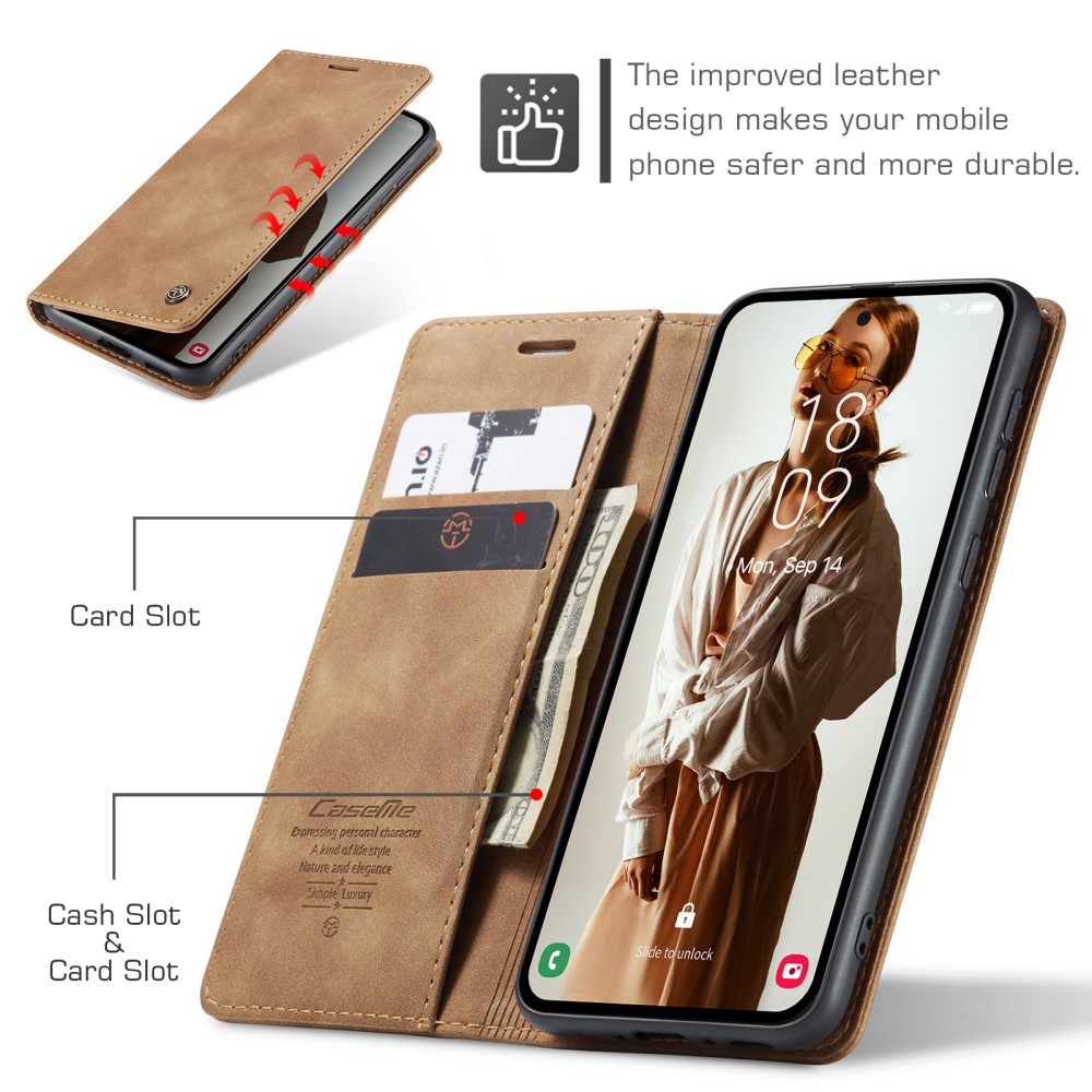 Samsung Galaxy A55 ( SM-A556B/DS ) CASEME Wallet Magnetic Leather Case Cover, Brown | Чехол для... (4)