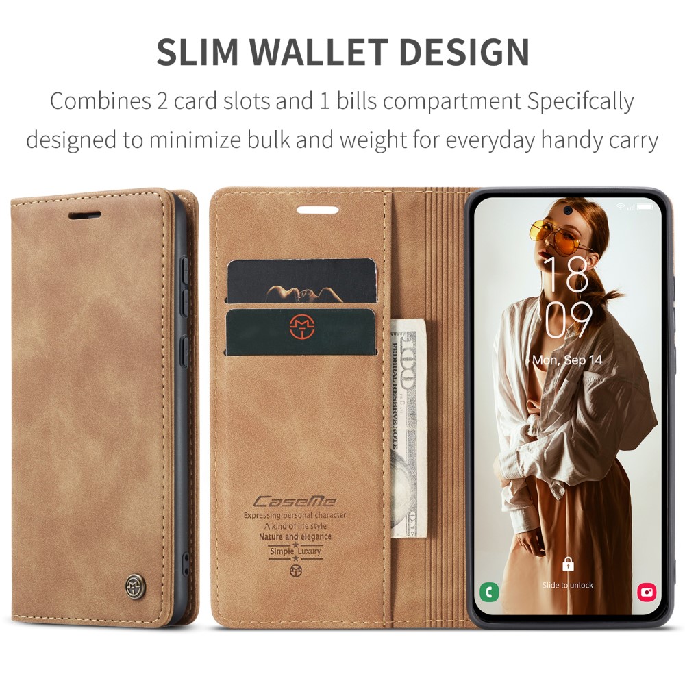 Samsung Galaxy A55 ( SM-A556B/DS ) CASEME Wallet Magnetic Leather Case Cover, Brown | Чехол для... (5)