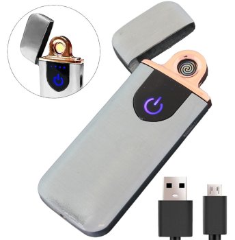 Плазменная электрическая зажигалка + USB зарядка, Серый | Plasma Lighter Box