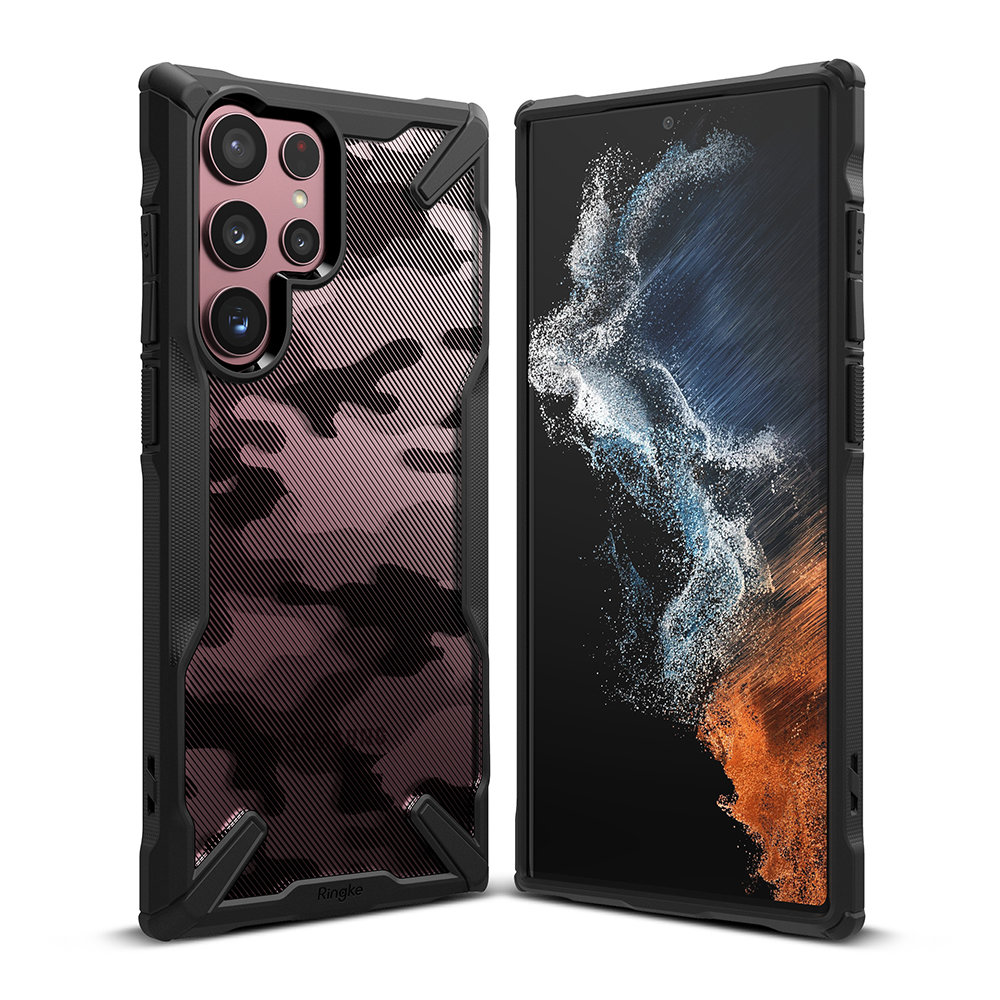 Samsung Galaxy S22 Ultra 5G (SM-S908) Ringke Fusion X Case Cover Bumper, Camo Black | Чехол Обложка... (0)