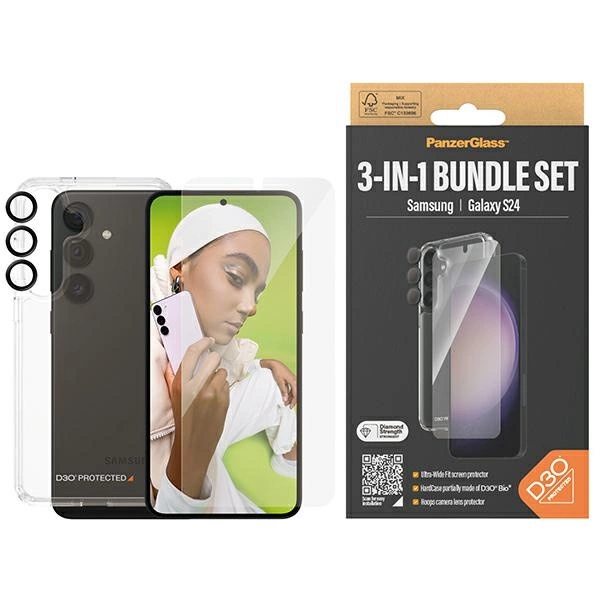 PanzerGlass Bundle 3 в 1 прозрачный чехол + пленка защита камеры для Samsung...
