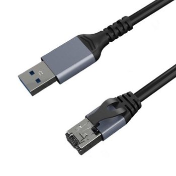 Кабель-адаптер USB 3.0 на RJ45 Gigabit Ethernet CAT6 UTP 2м Серый
