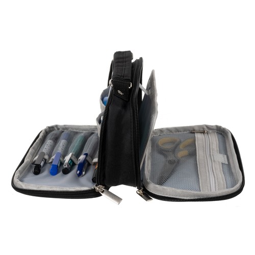 Двойной складной школьный пенал Maaleo 24516, Чёрный | Double Extendable Pencil Case (8)