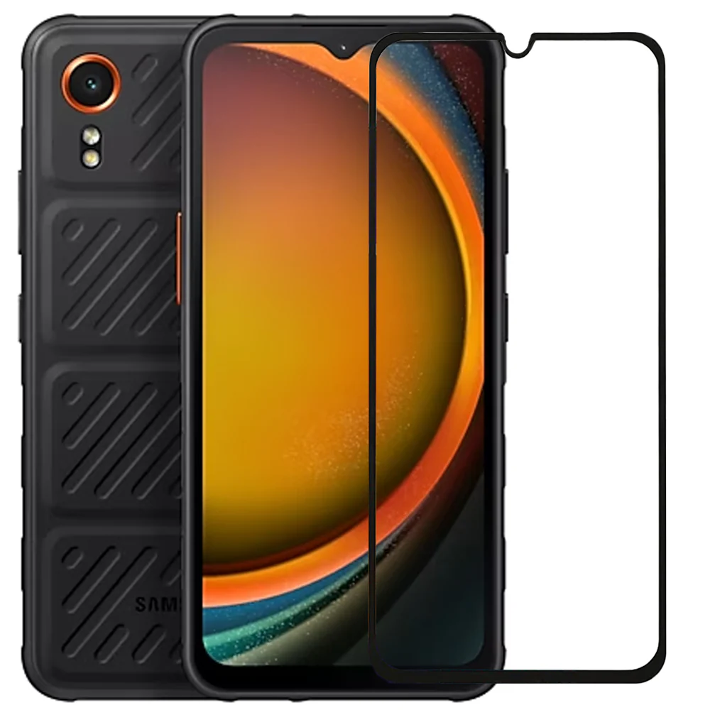 5D Защитное Стекло для Samsung Galaxy Xcover 7 ( SM-G556B / DS ), Черное Закруглённое (Tempered Glass)