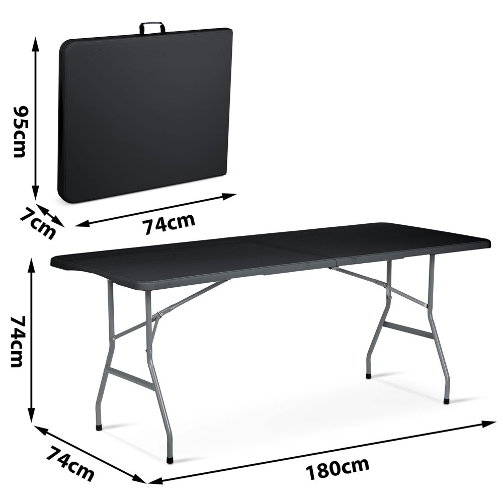 Складной садовый стол Plonos 180 см, черный - удобный и компактный для... (2)