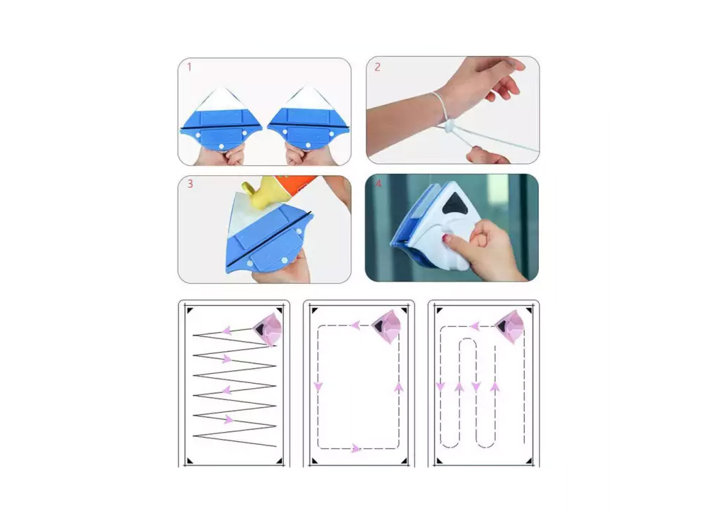 Магнитная щётка для мытья окон и стеклянных дверей | Double-sided Window... (2)