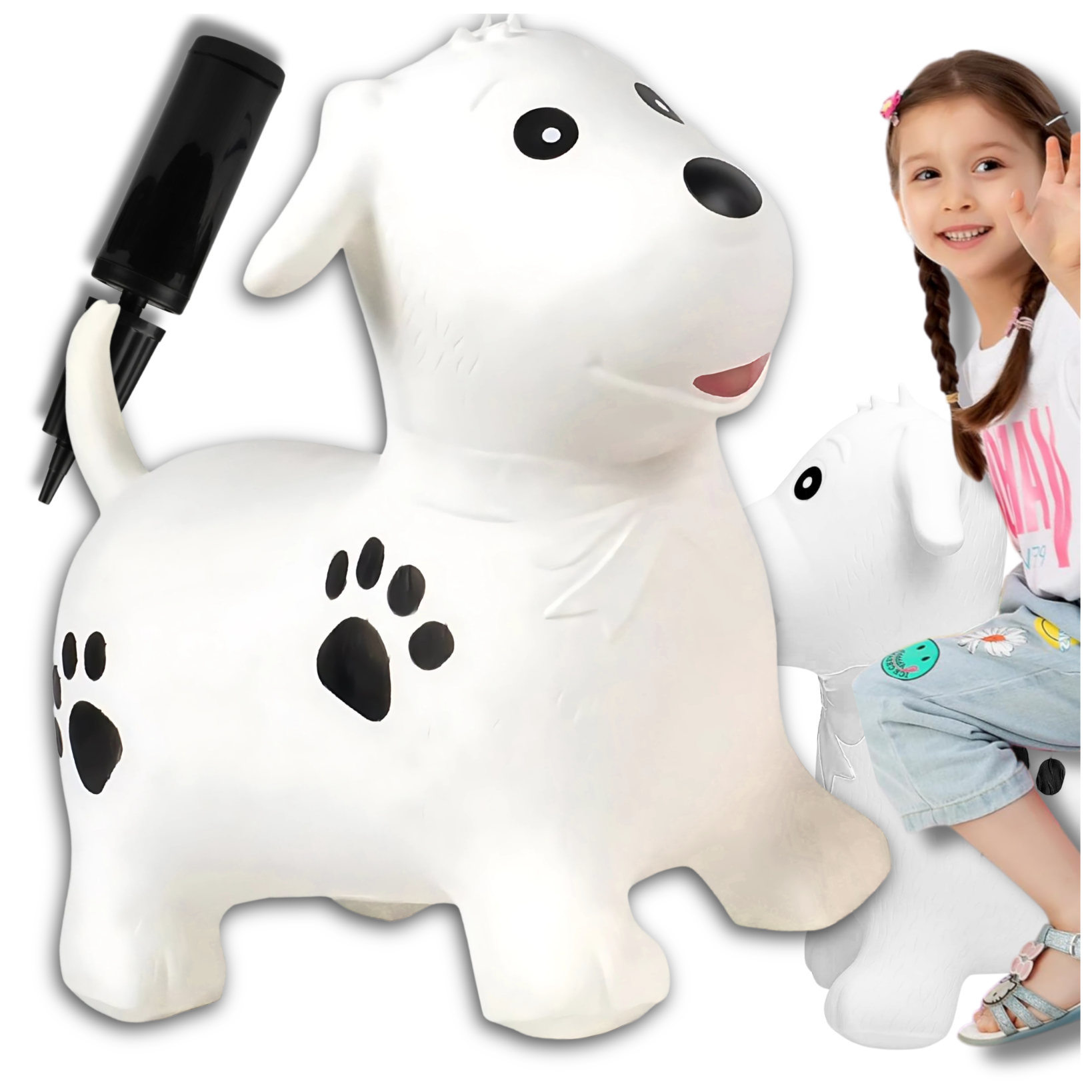 Детская резиновая надувная игрушка прыгун "Собака" (c насосом) | Kids Rubber Bouncing Jumping Inflatable Toy