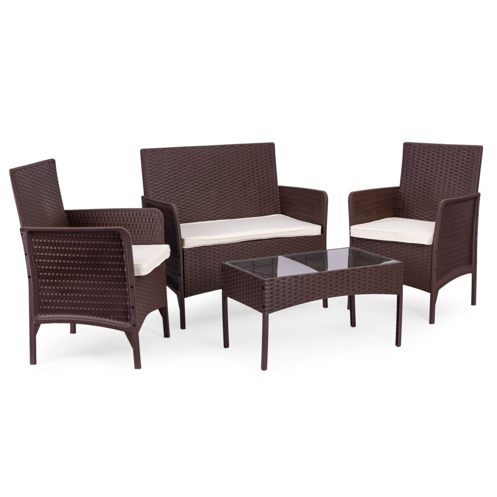 Комплект садовой мебели MultiGarden стол, скамья и 2 кресла, коричневый (1)