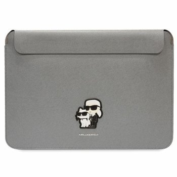 Чехол для ноутбука 16" Karl Lagerfeld Saffiano Karl & Choupette, серебристый