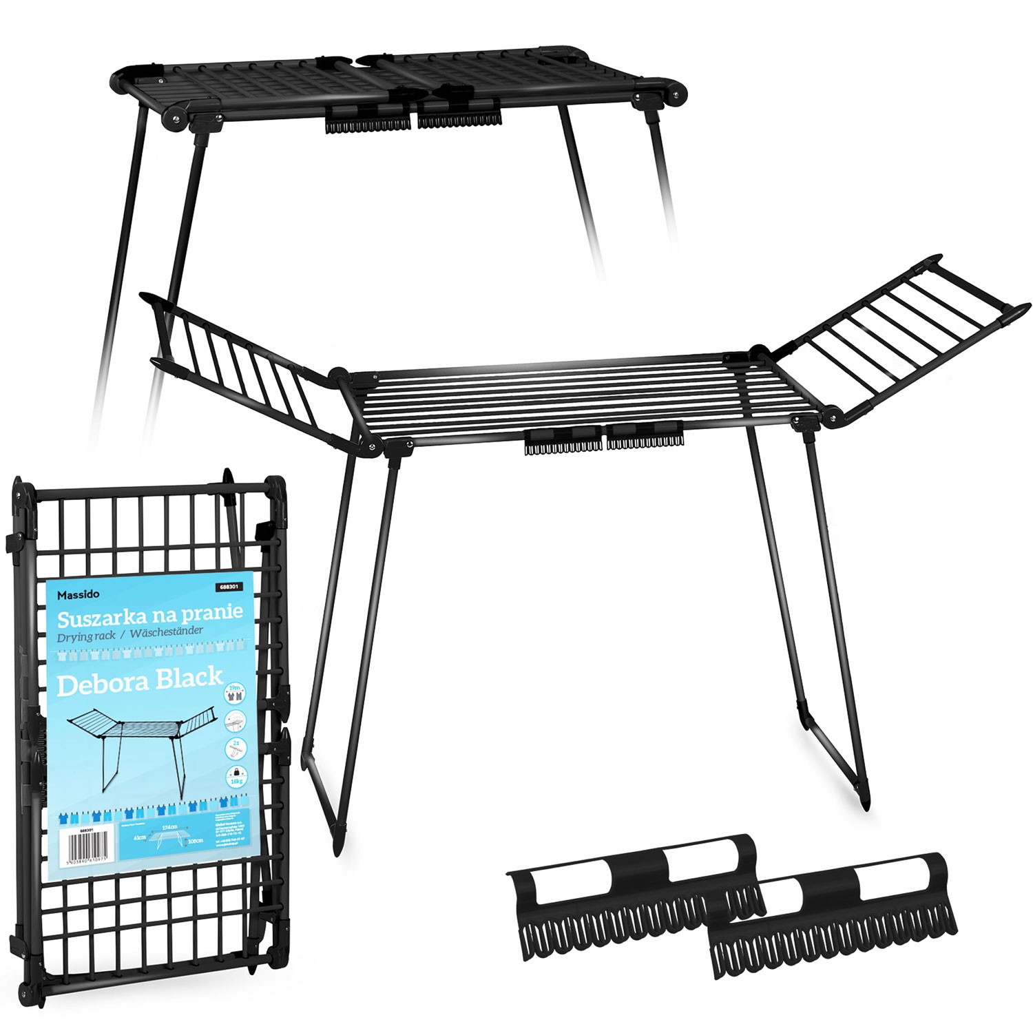 Напольная сушилка для белья Massido Debora складная 19 м, черная