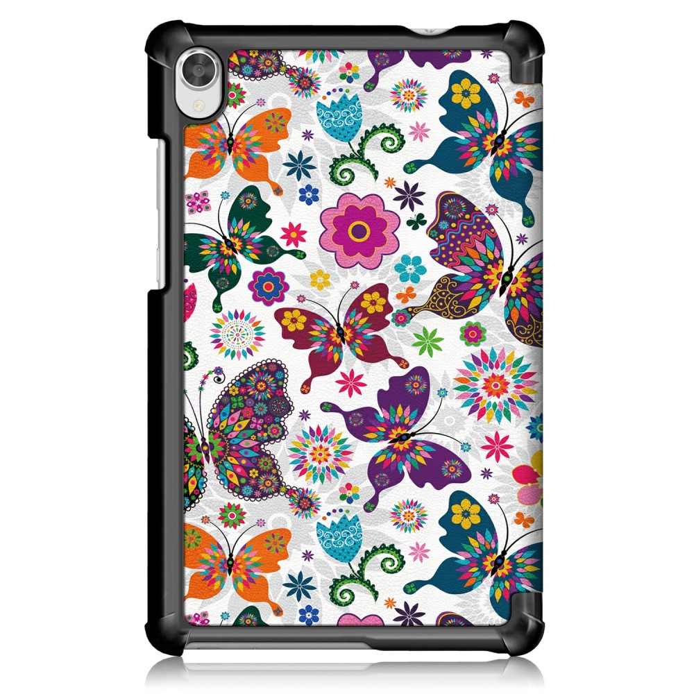 Lenovo Tab M8 8.0'' (2nd Gen) Printing Surface Tri-fold PU Leather Smart Cover Case, Pretty Butterflies Pattern |... (3)
