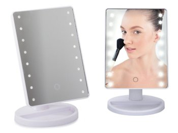 Косметическое Зеркало для Макияжа со Светодиодной LED Подсветкой, Белый | Cosmetic Makeup Mirror with LED Lightning