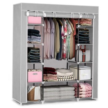 Большой складной текстильный шкаф гардероб Massido, Серый | Textile Closet