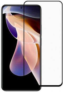 5D Защитное Стекло для Xiaomi Redmi Note 12 Pro / Poco X5 Pro, Черное Закруглённое (Tempered Glass)