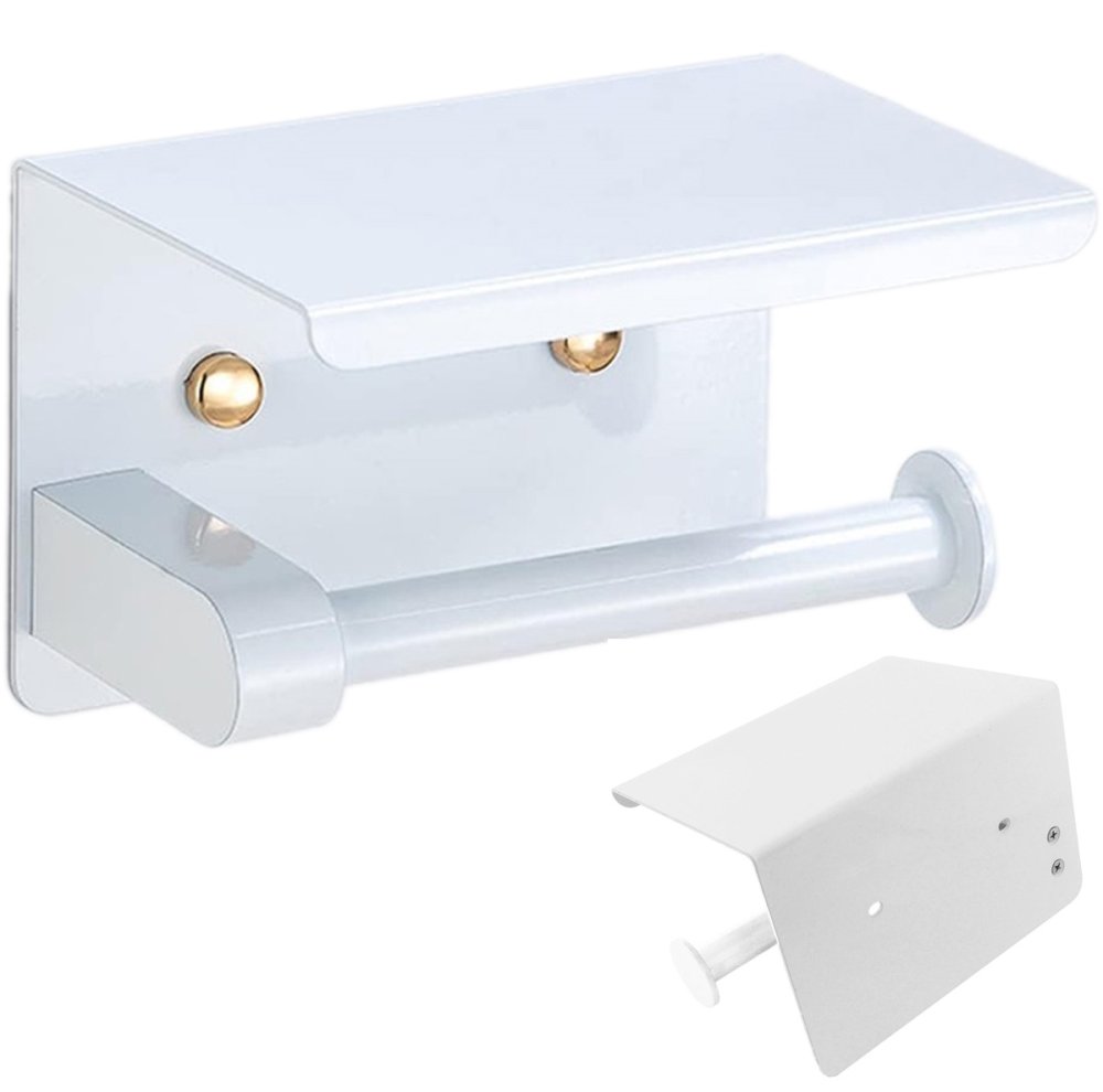 Держатель для туалетной бумаги с полочкой, Белый | Toilet Paper Holder With... (3)