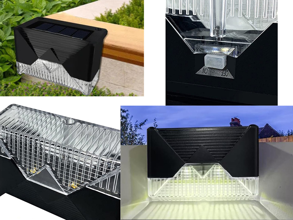 Садовые солнечные LED светильники с датчиком сумерек, 4 шт., черные (0)
