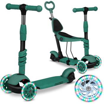 Детский трехколесный балансировочный самокат Ricokids Todi, зеленый