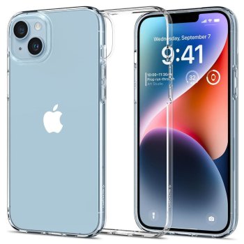 Apple iPhone 15 6.1'' Spigen Liquid Crystal TPU Case Cover, Transparent | Чехол Кейс Бампер Обложка для Телефона