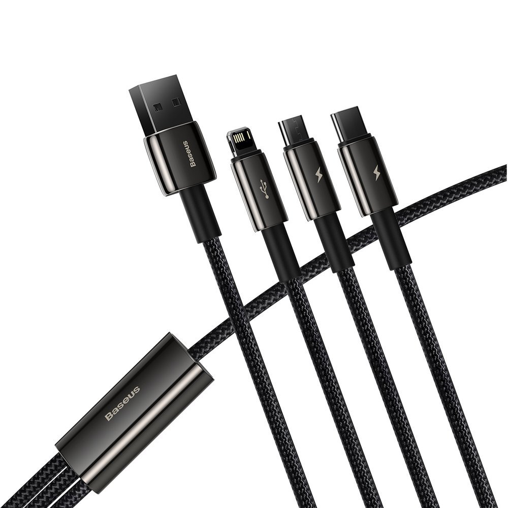 Baseus Tungsten 3in1 Data Charging Cable USB Type C / Apple iPhone Lightning / Micro USB, 3.5A, 1.5m | Провод... (1)