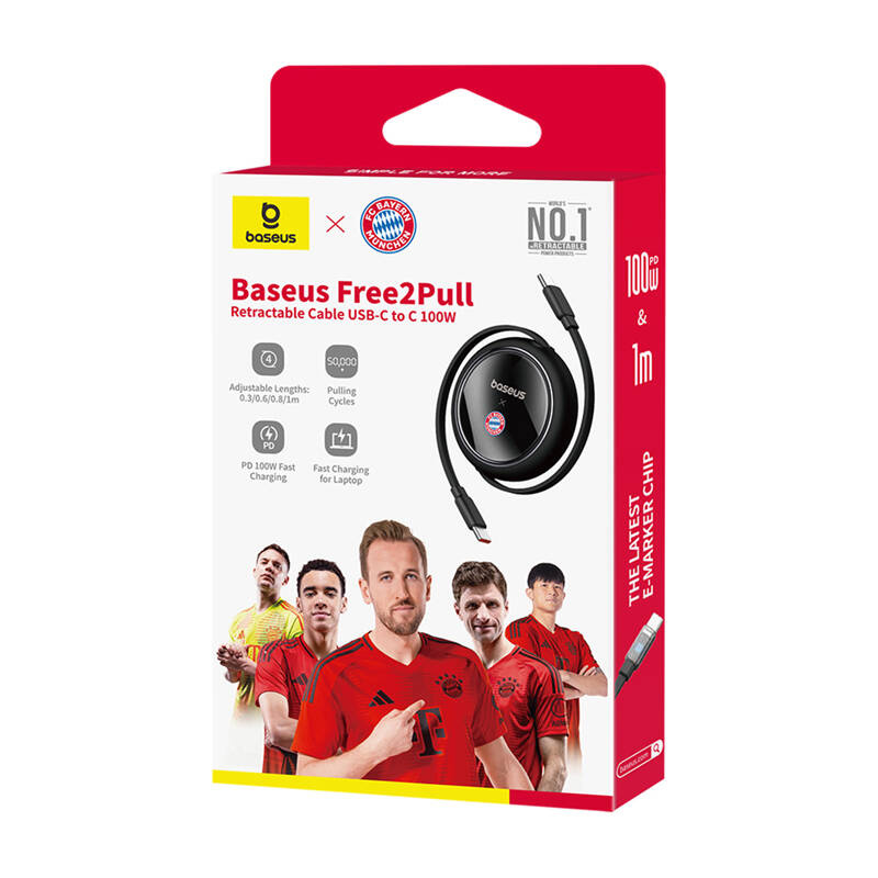 Кабель USB-C на USB-C Baseus Free2Pull Bayern Edition 100W 1м (3)